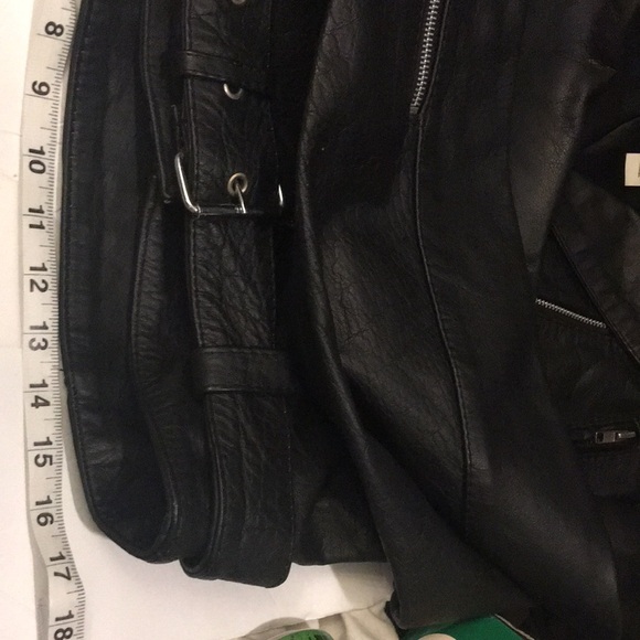 Women’s Protech Black Moto Motorcycle BOMBER Leather Jacket Medium VGUC Unique - Picture 12 of 13